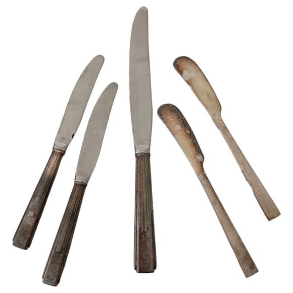 Vintage Sheraton Hotel Flatware Silver Plate Logo Knives Knife Set Of 5 Mixed. - Picture 4 of 15